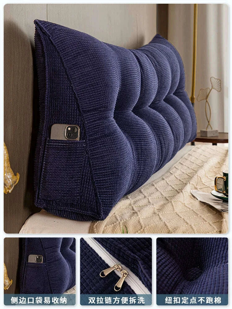 KIMLUD, Long Pillow Headboard Cushion Triangle Large Back Bed Soft Bag Pillow Can Be Disassembled and Washed Bedroom Sofa, KIMLUD Womens Clothes