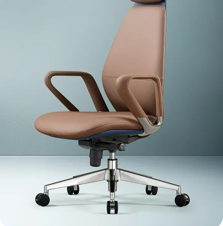Elastic Leather Office Chair Ergonomic Modern — Blue | KIMLUD