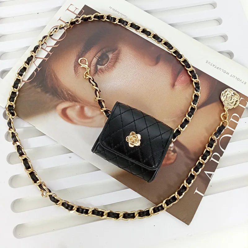 PU Belt Bag Girdle Chain Mini Waistpack — Camellia | KIMLUD