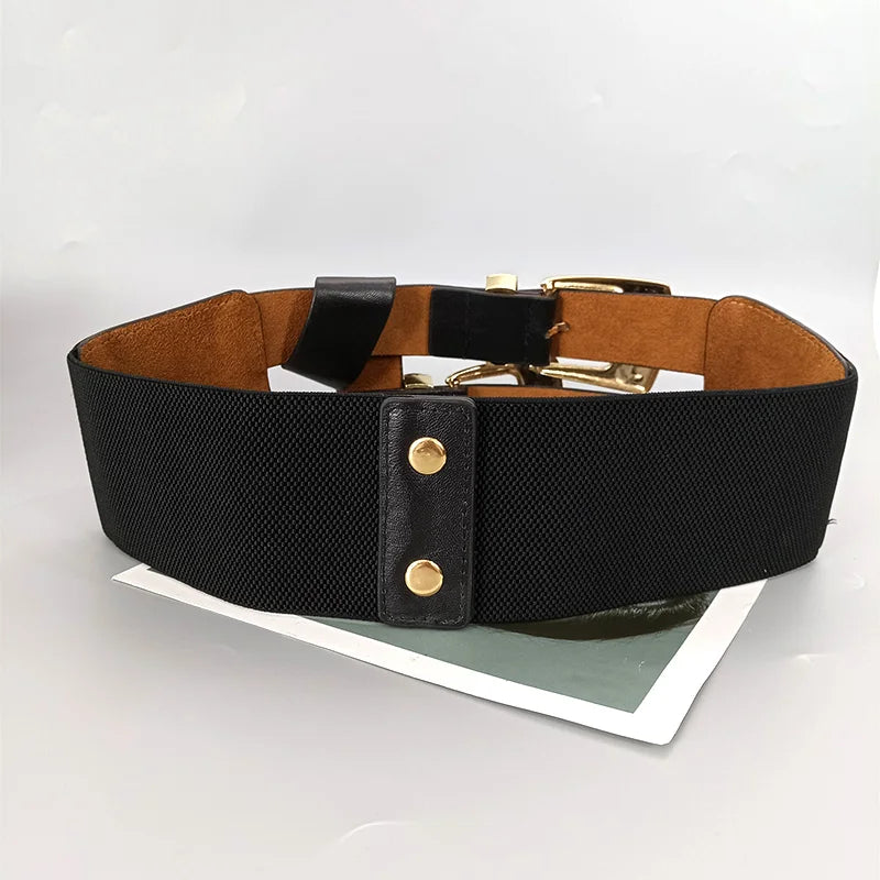 Corset Belt – Gothic Elastic – PU – Black | KIMLUD