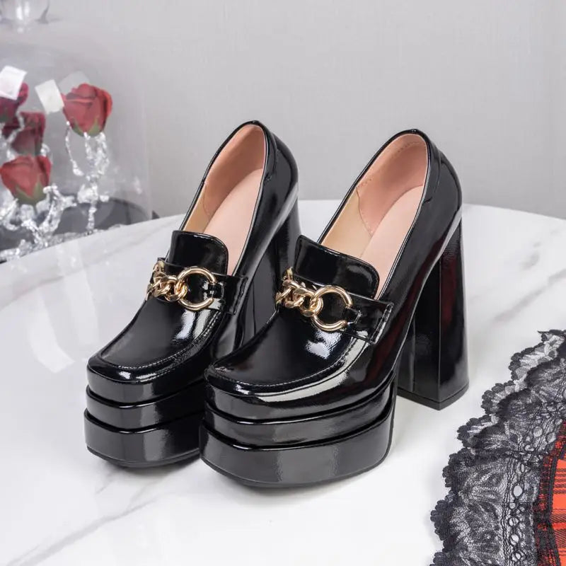 Pumps – Double Platform 14cm Heel Round Toe – PU | KIMLUD