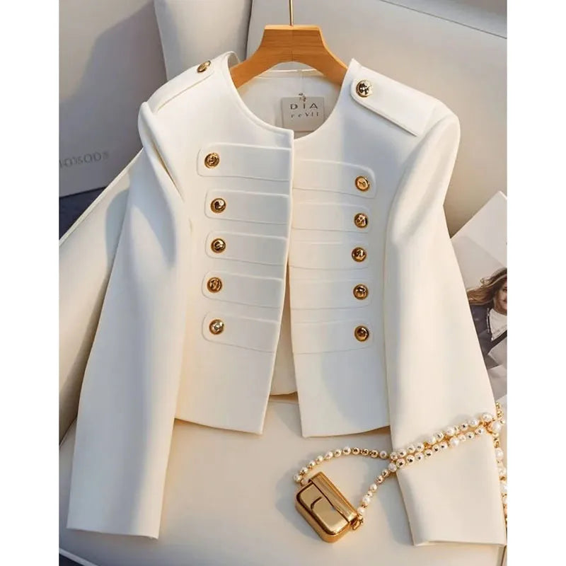 Korean Fashion Women's Jackets 2025 Autumn All-match New white Long Sleeve Temperament Top Lady Ladies Short Coat Outerwear