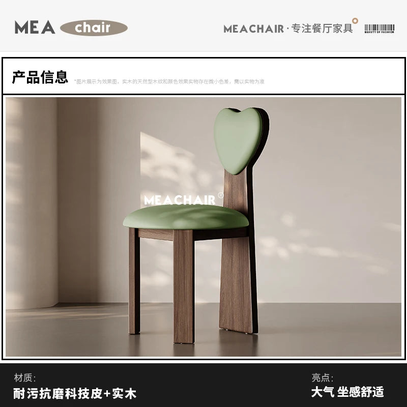 Solid Wood Dining Chair Leather Upholstered Backrest Handcrafted Nordic Minimalist — Natural | KIMLUD