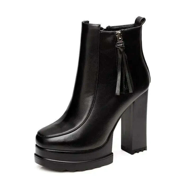 KIMLUD, Women Boots High Heels Zipper Boots-Women Clogs Platform Luxury Designer Female Shoes Round Toe Stiletto 2024 Lolita Fashion Rub, KIMLUD Womens Clothes