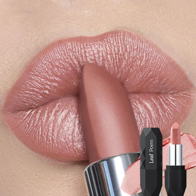 Pearlescent Glitter Matte Lipstick Diamond Shine — Nude Pink | KIMLUD