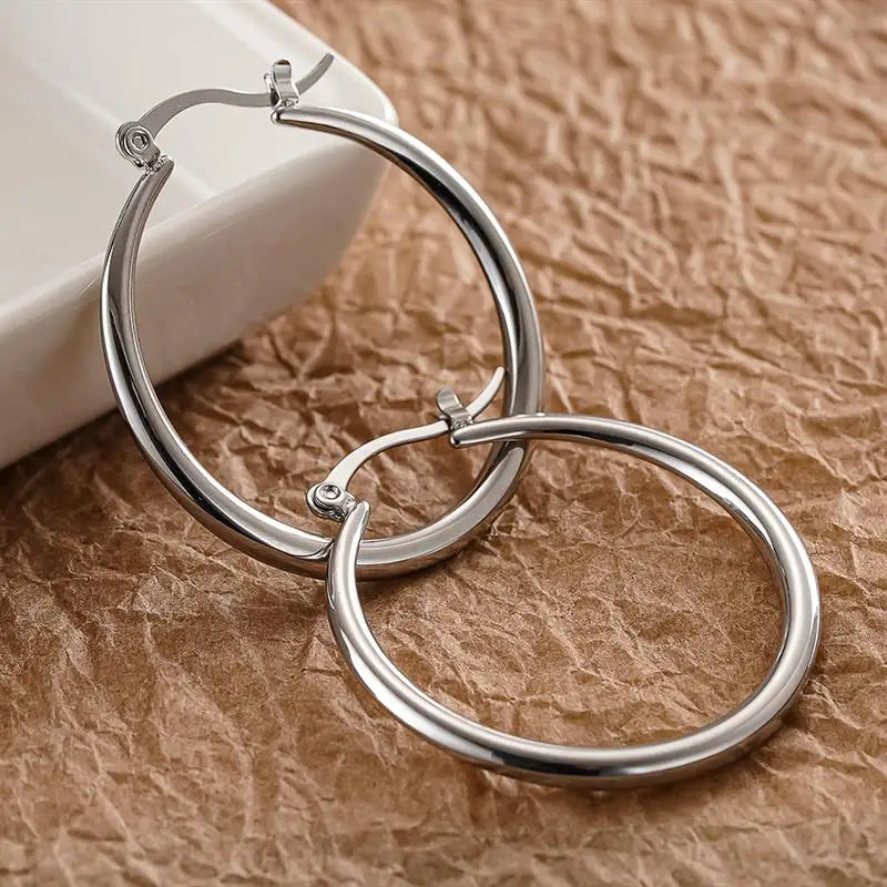 Hoop Earrings – Circle – Stainless Steel For Women | KIMLUD