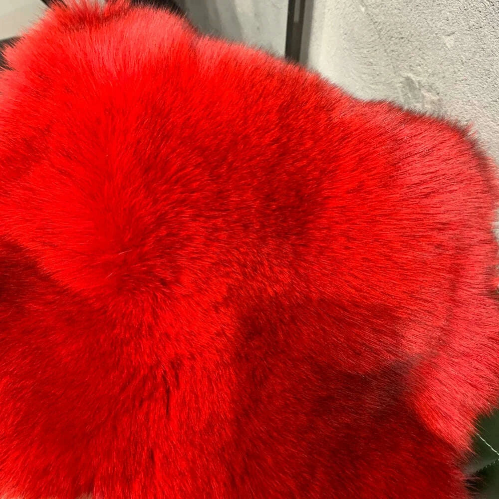 KIMLUD, Winter Long Fur Coats Winter Female Natural Fox Fur OutWear Full Pelt Real Fox Fur Jackets with Long Sleeve, KIMLUD Womens Clothes