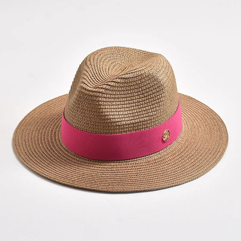 Panama Style Sun Hats Ribbon Decoration — Natural | KIMLUD
