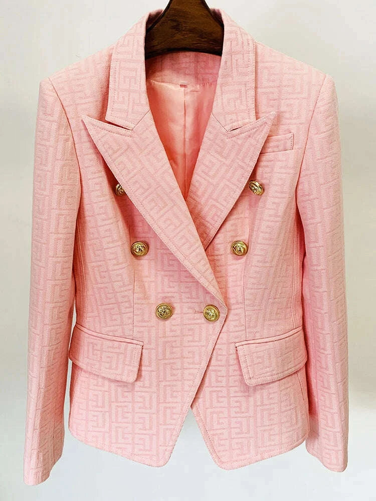 KIMLUD, HIGH STREET Newest Fashion 2025 Runway Designer Jacket Women's Top Stitching Classic Lion Buttons Monogram Jacquard Blazer, KIMLUD Womens Clothes