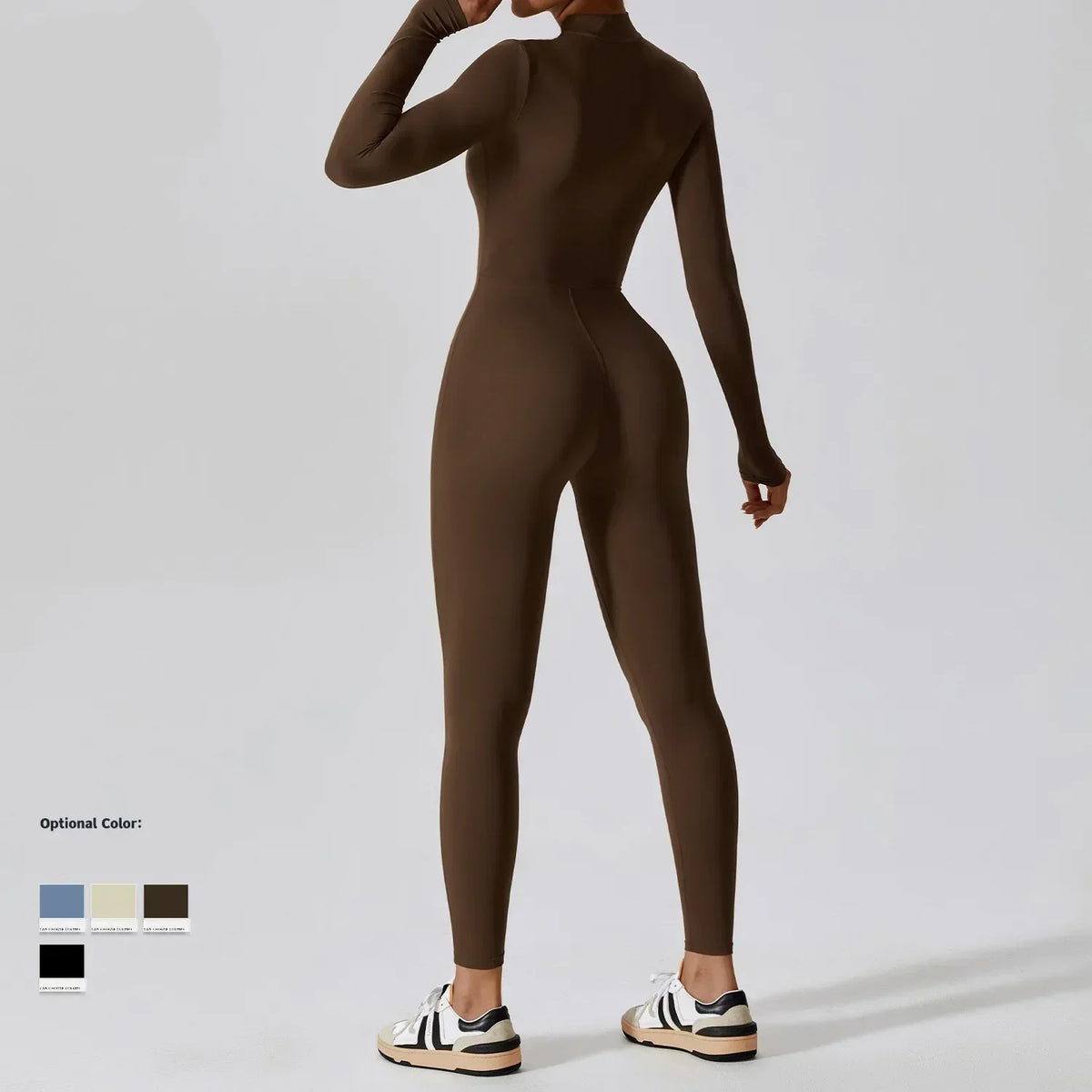 Yoga Jumpsuit – Seamless Zipper – Polyester Long Sleeve | KIMLUD