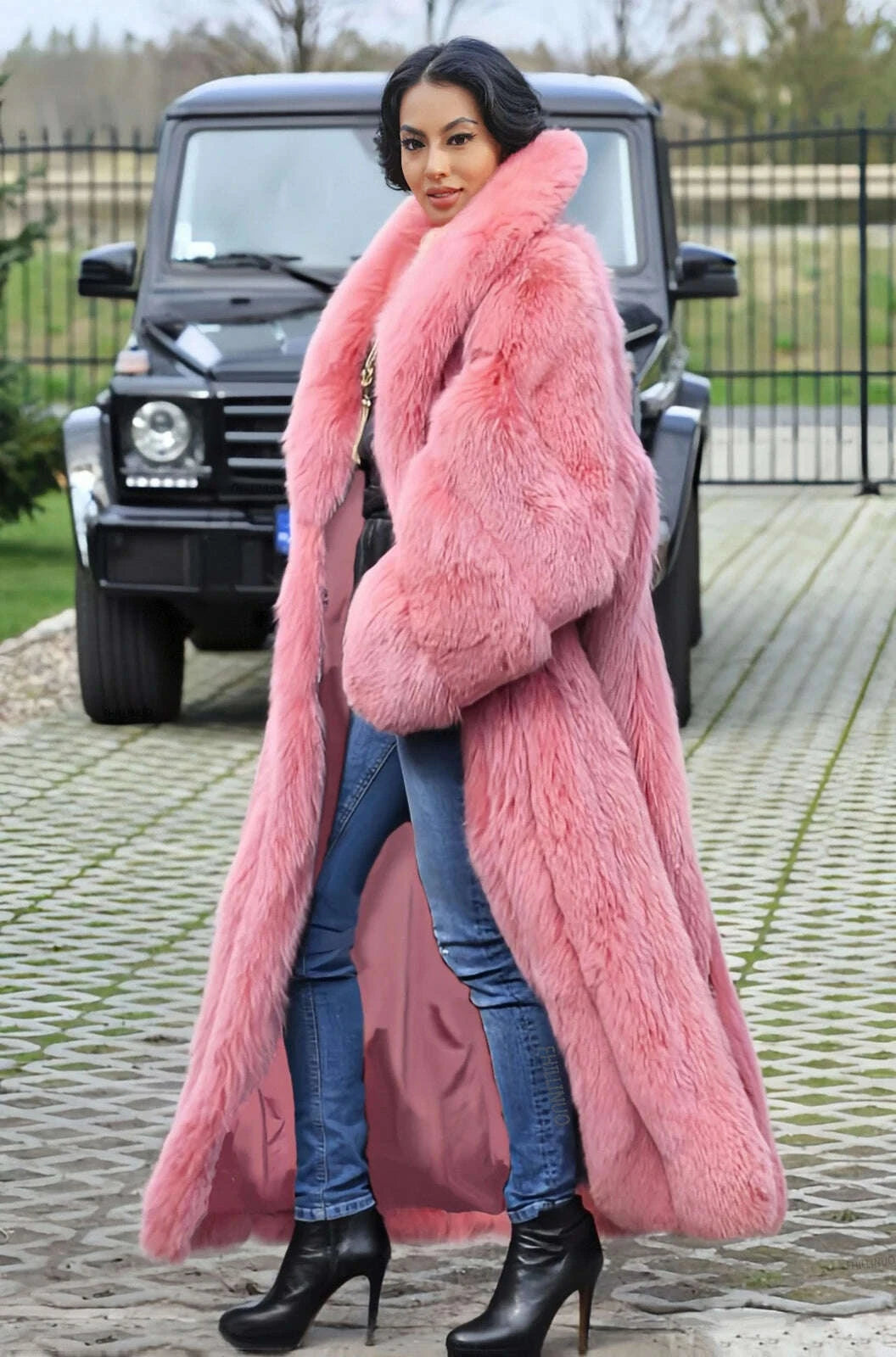 KIMLUD, Chic Oriented Women's Faux Grass Outerwear Fashionable Casual Comfort Autumn-Winter Long Solid Color Lapel Faux Grass Coat, KIMLUD Womens Clothes