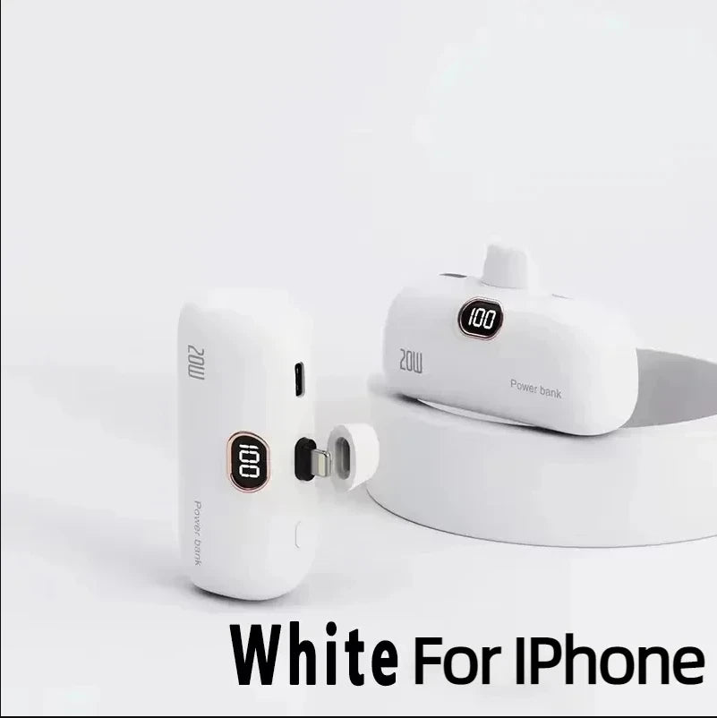 Mini Power Bank 2000/5000mAh Built Cable Portable Mobile Charger Fast Charger Spare Battery Capsule Power bank For iPhone Type-C