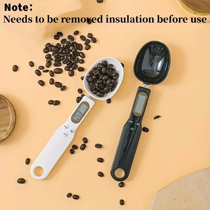 Plastic Digital Kitchen Scale Mini Spoon 0.1–500g Precision LED Display — White | KIMLUD