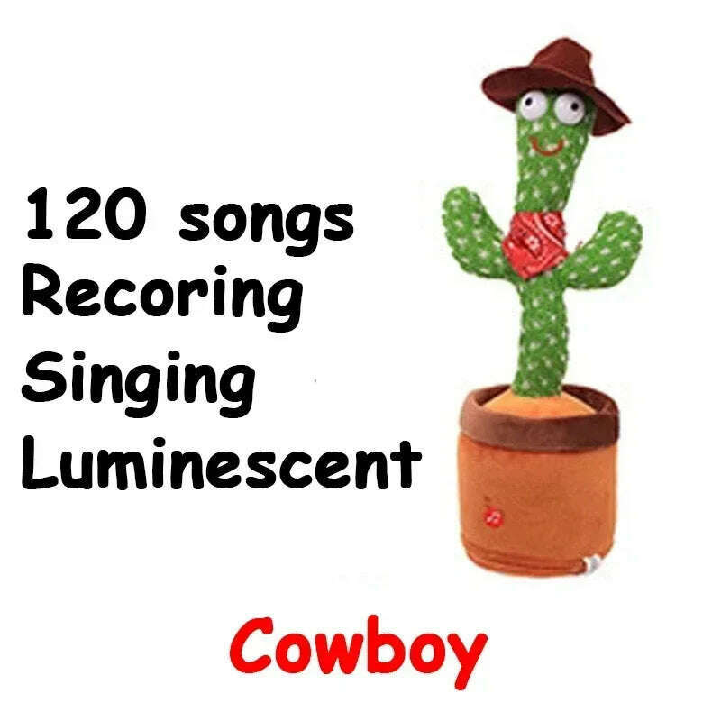 KIMLUD, A Talking Cactus Toy That Can Be Charged, Recorded, and Repeated. Suitable for Spanish, English, and Arabic Voice Changer, Cowboy, KIMLUD APPAREL - Womens Clothes