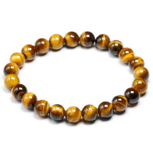 KIMLUD, AAA Tiger eyes Beads Bracelet Men Charm Natural Stone Bracelets For Man Handmade Yoga Couple Women Gemstone Health Jewelry, Beads 8mm / 16cm 6.3inch, KIMLUD Womens Clothes