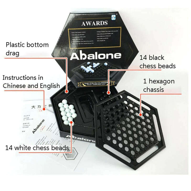 KIMLUD, Abalone Table Games Portable Chess Set Family Board Game For Children Kids, KIMLUD Womens Clothes