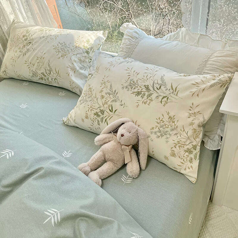 KIMLUD, ABAY Bedding set All Cotton soft duvet cover quilt covers flat bed sheet pillowcases farmhouse style bed set 4pcs/set, KIMLUD Womens Clothes