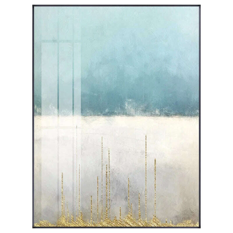 KIMLUD, Abstract Flowing Color Canvas Painting Nodic Baby Blue Poster Print Unique Wall Art Pictures for Living Room Bedroom Home Decor, KIMLUD Womens Clothes