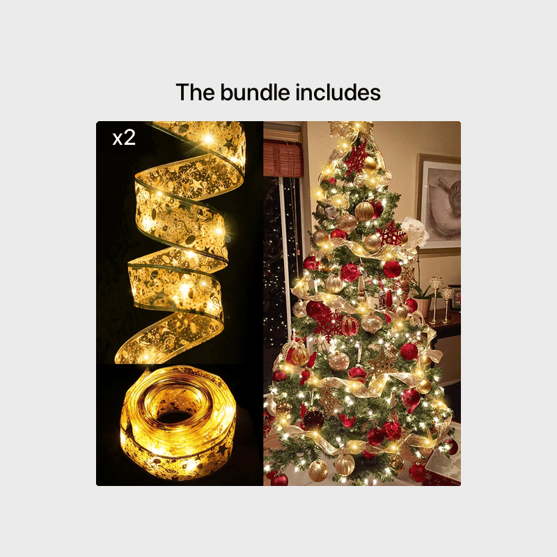 KIMLUD, 1pcled Ribbon Light Ribbon Ribbon Light String Christmas Tree Decoration Lights 2 Meters 20 Lights, KIMLUD Womens Clothes