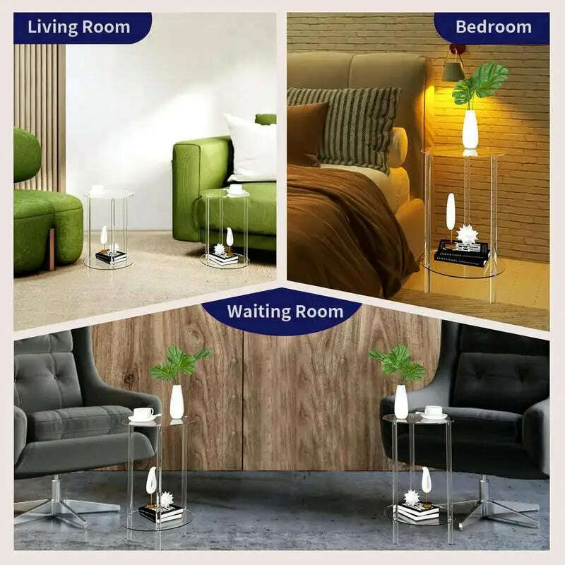 KIMLUD, Acrylic Drink Table Clear Small Round End Table Coffee Table Clear Drink Table Small Round End Modern Living Room Side Table, KIMLUD Womens Clothes