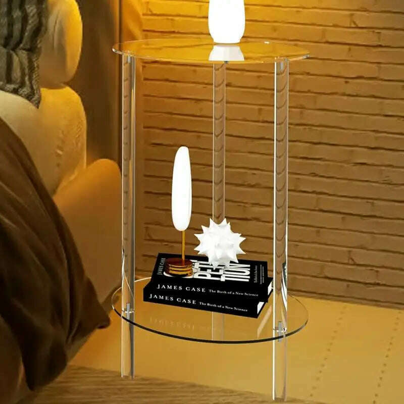 KIMLUD, Acrylic Drink Table Clear Small Round End Table Coffee Table Clear Drink Table Small Round End Modern Living Room Side Table, KIMLUD Womens Clothes