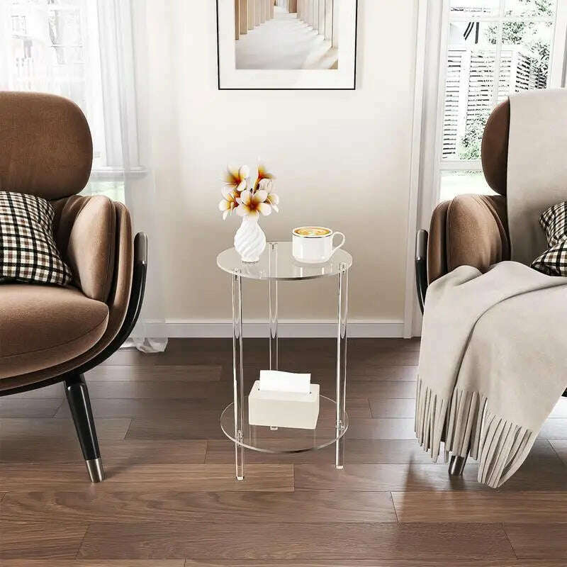 KIMLUD, Acrylic Drink Table Clear Small Round End Table Coffee Table Clear Drink Table Small Round End Modern Living Room Side Table, KIMLUD Womens Clothes