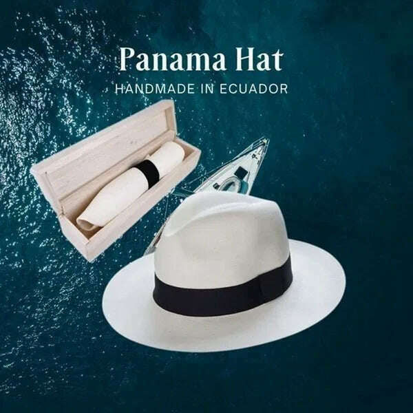 KIMLUD, Adjustable Classic Panama Hat-Handmade In Ecuador Sun Hats for Women Man Beach Straw Hat for Men UV Protection Cap, KIMLUD Womens Clothes