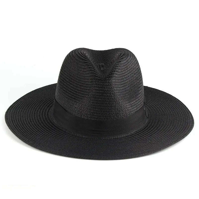 KIMLUD, Adjustable Classic Panama Hat-Handmade In Ecuador Sun Hats for Women Man Beach Straw Hat for Men UV Protection Cap, black / no box, KIMLUD Womens Clothes
