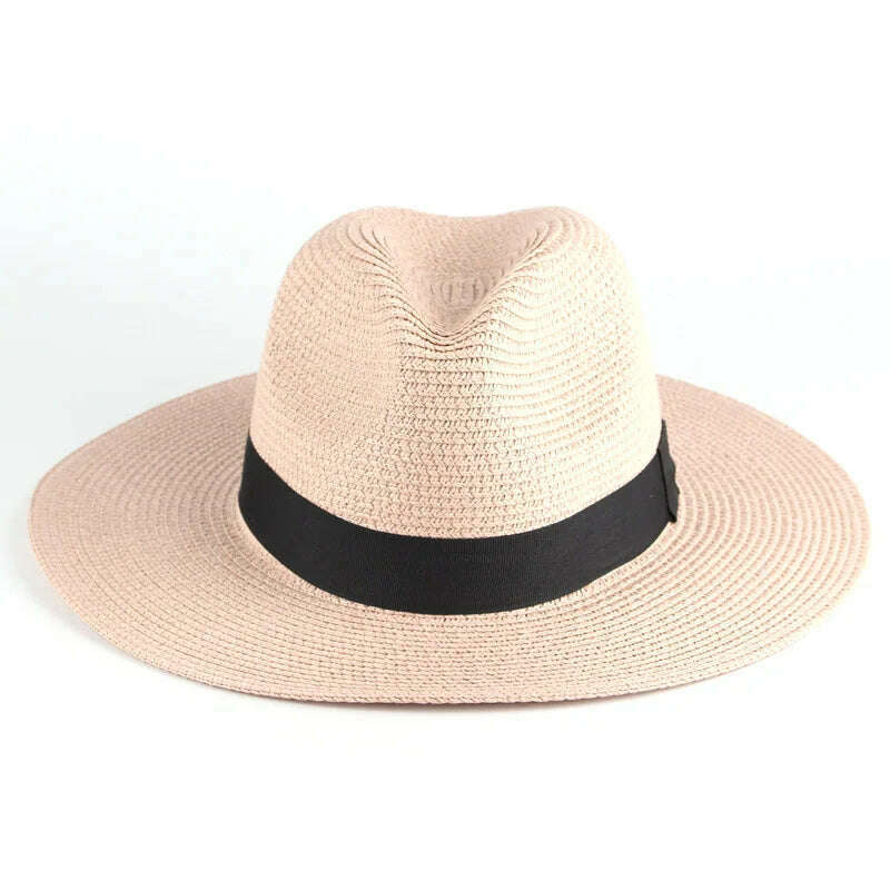 KIMLUD, Adjustable Classic Panama Hat-Handmade In Ecuador Sun Hats for Women Man Beach Straw Hat for Men UV Protection Cap, pink / no box, KIMLUD Womens Clothes