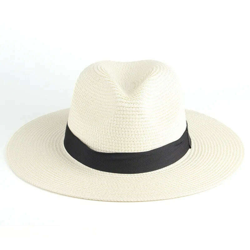 KIMLUD, Adjustable Classic Panama Hat-Handmade In Ecuador Sun Hats for Women Man Beach Straw Hat for Men UV Protection Cap, milk White / no box, KIMLUD Womens Clothes