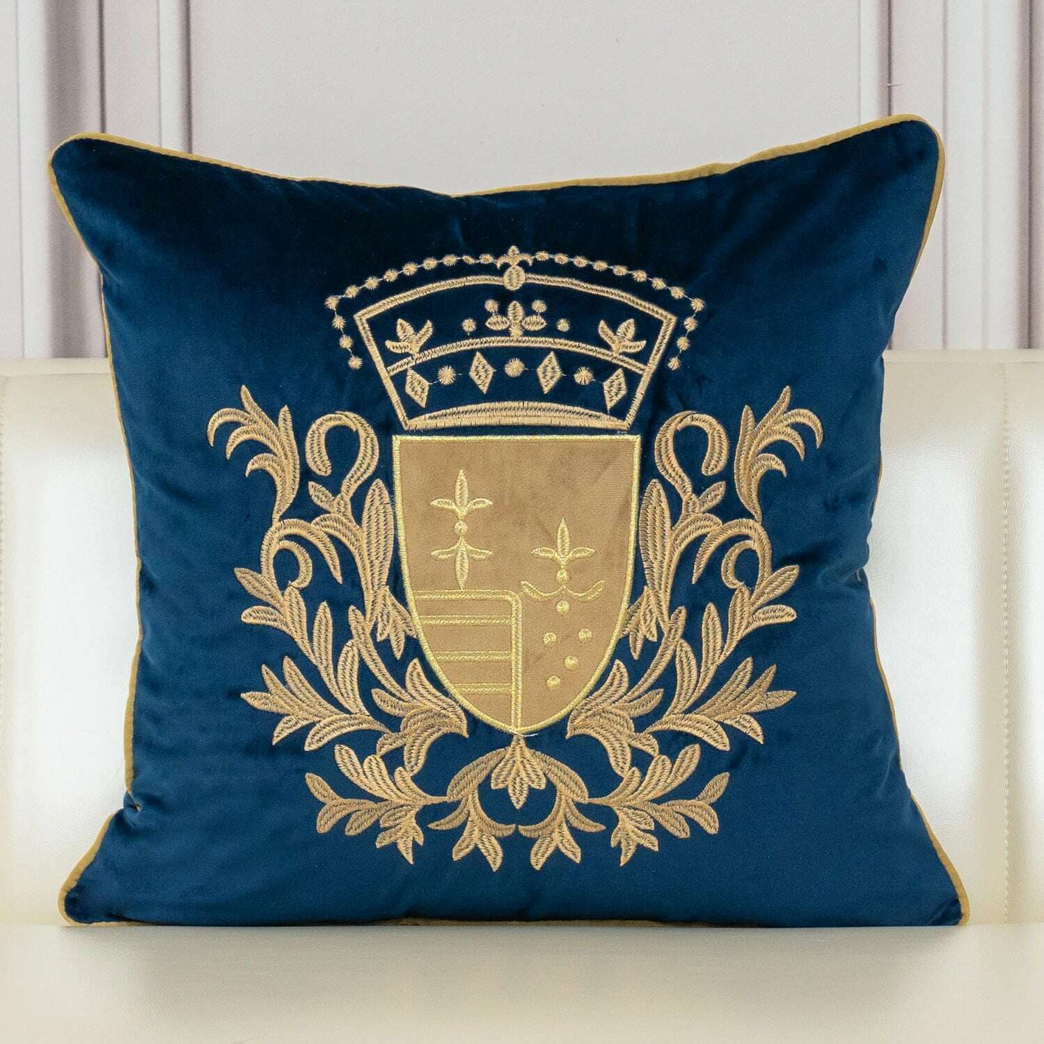 KIMLUD, Aeckself Luxury European Embroidery Velvet Cushion Cover Home Decor Navy Blue Gold Beige Black Throw Pillow Case, KIMLUD Womens ClothesKIMLUD, Aeckself Luxury European Embroidery Velvet Cushion Cover Home Decor Navy Blue Gold Beige Black Throw Pillow Case, 45x45cm / Navy Blue-TY, KIMLUD APPAREL - Womens Clothes