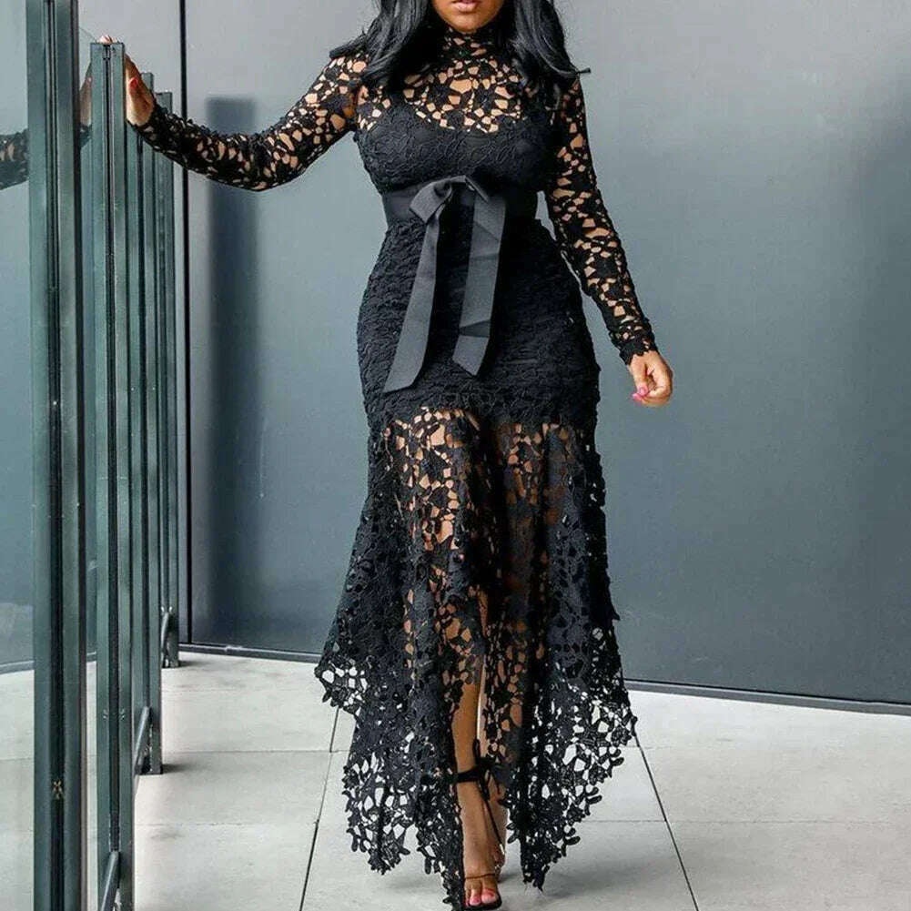 Affordable Brand New Dress Lace Women Dress Bodycon Evening Party Ladies  Maxi Dresses Long Sleeve Plus Size For Women