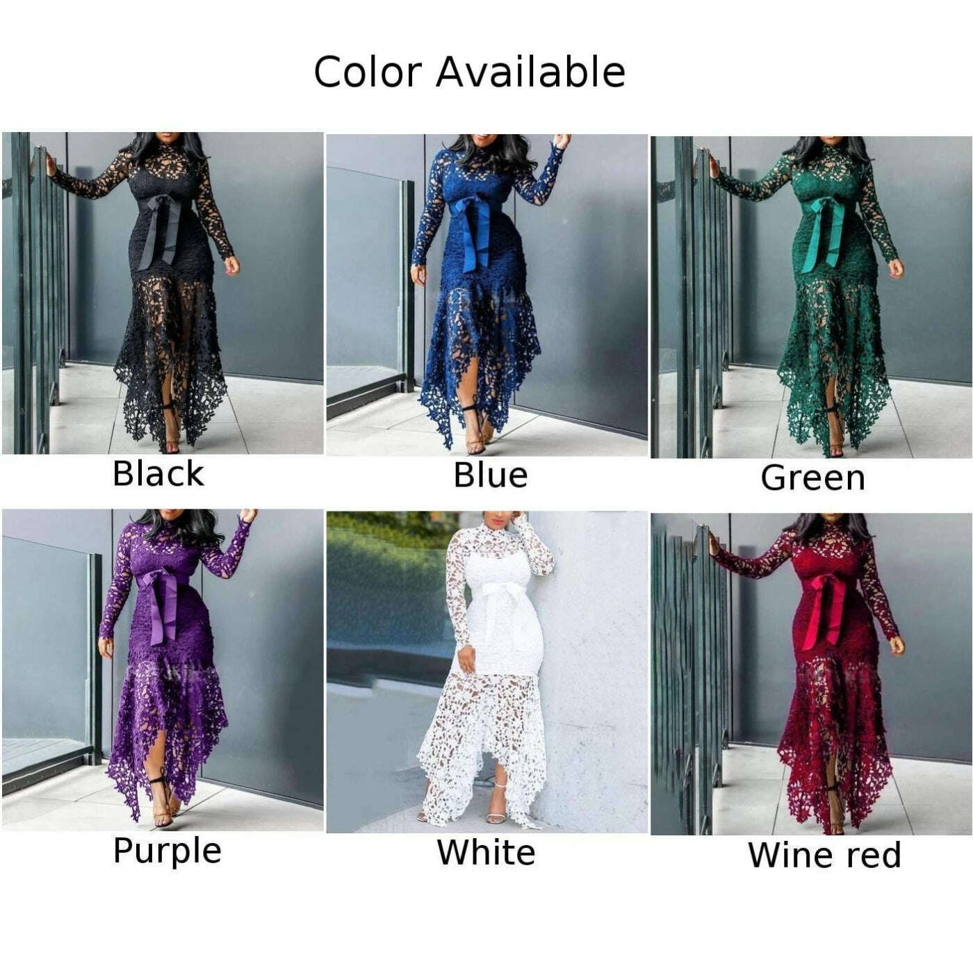 KIMLUD, Affordable Brand New Dress Lace Women Dress Bodycon Evening Party Ladies Maxi Dresses Long Sleeve Plus Size Prom, KIMLUD Womens Clothes