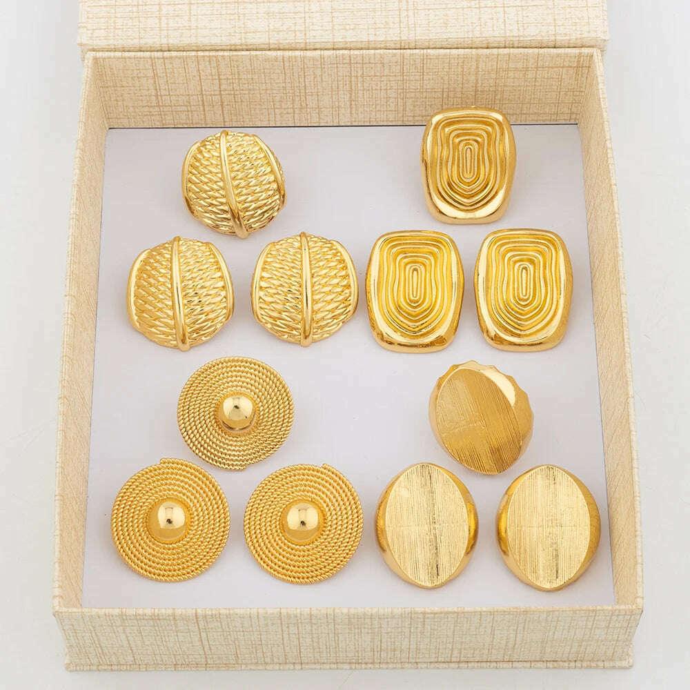 KIMLUD, African Fashion Jewelry Set for Women Hoop Earrings and Ring for Bride Dubai Gift Box Earrings Adjustable Ring Jewelry Set Gifts, KIMLUD Womens Clothes