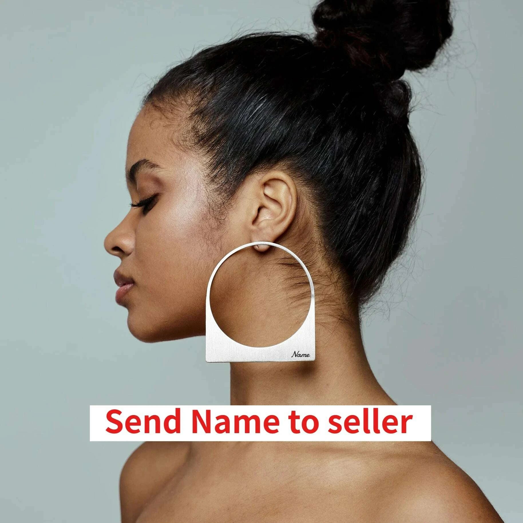 African Large Hoop Earring with Custom Name Middle East Dubai 18K Gold Plated Stainless Steel Earrings Women Jewelry Handmade