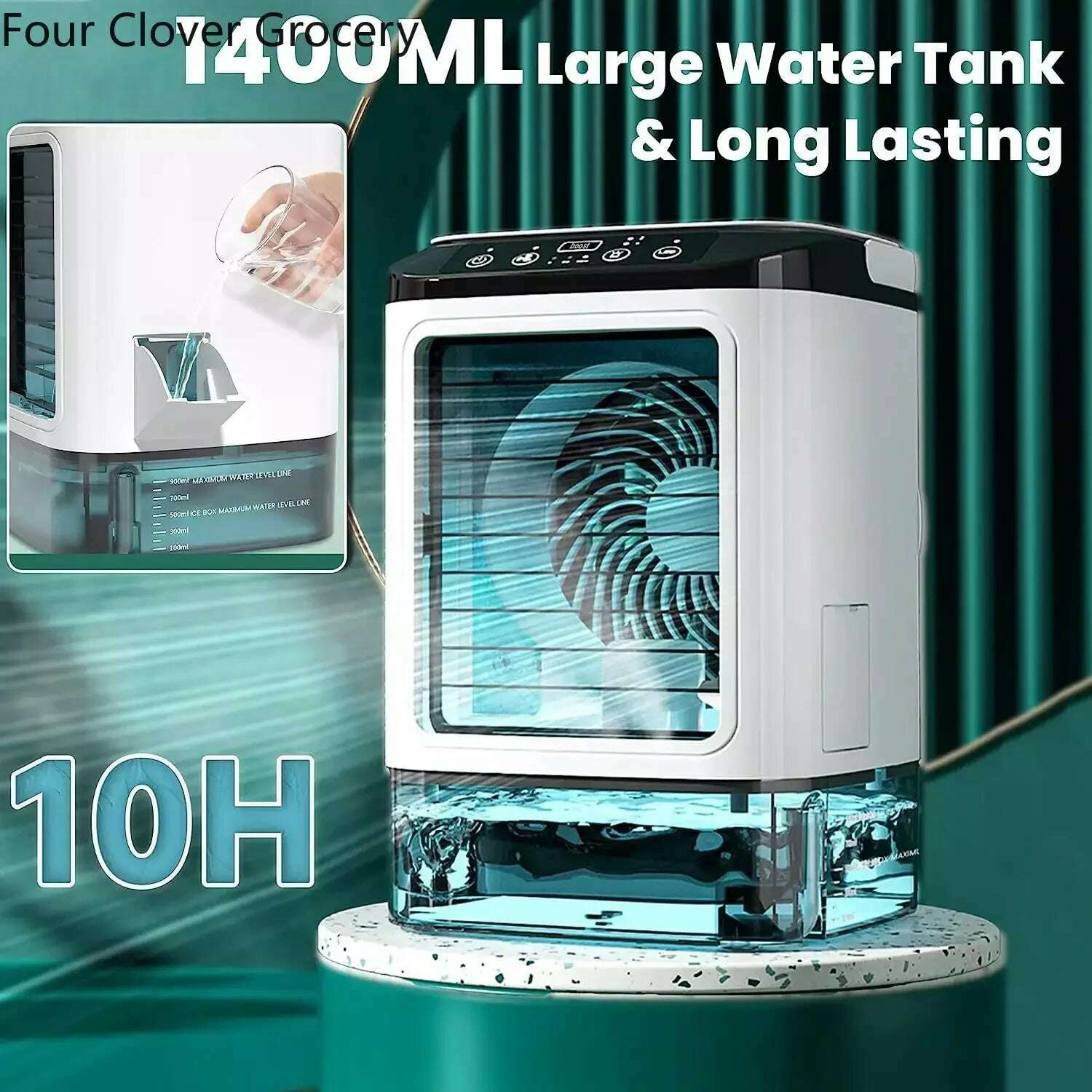 Air Conditioner Portable Fan Desktop Dual Spray Ultrasonic Atomization 3-Speed Mute Air Cooler Night Light Electric Fan for Home - KIMLUD