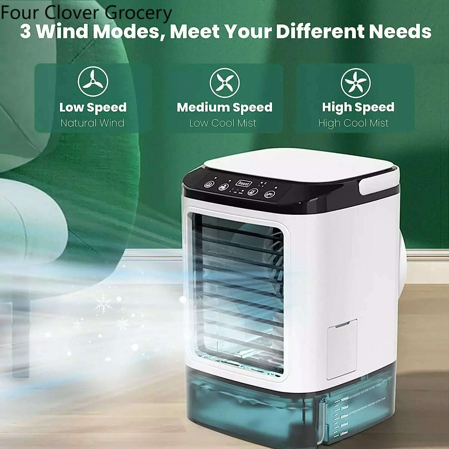 Air Conditioner Portable Fan Desktop Dual Spray Ultrasonic Atomization 3-Speed Mute Air Cooler Night Light Electric Fan for Home - KIMLUD