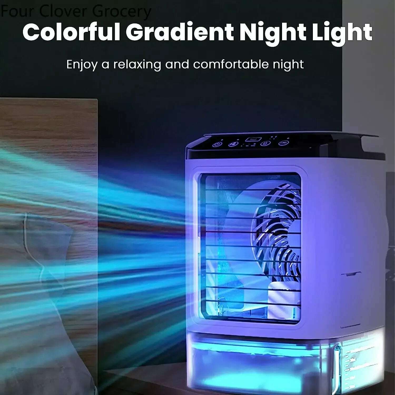 Air Conditioner Portable Fan Desktop Dual Spray Ultrasonic Atomization 3-Speed Mute Air Cooler Night Light Electric Fan for Home - KIMLUD
