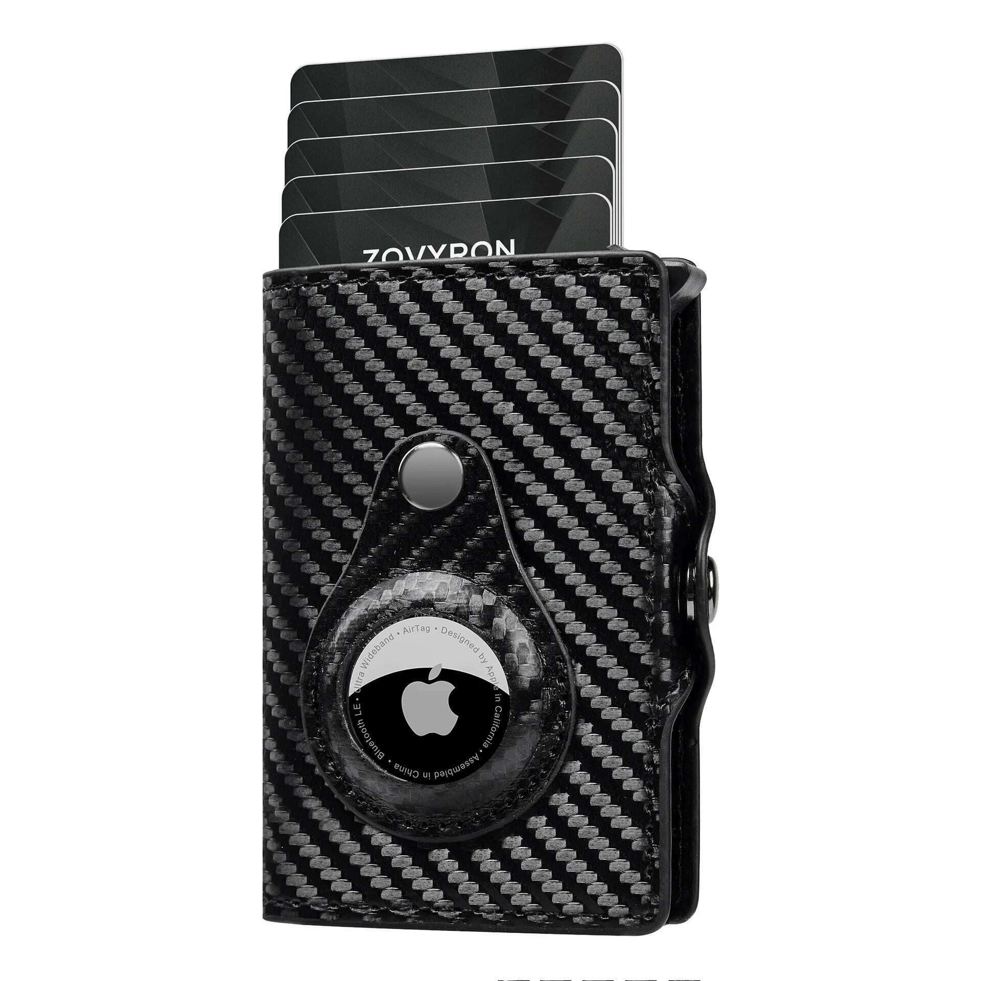 Airtag Men's Wallet New Metal Aluminum Box Case Rfid Anti-theft Swipe Credit Card Holder Genuine Leather Short Zipper Coin Purse - KIMLUD