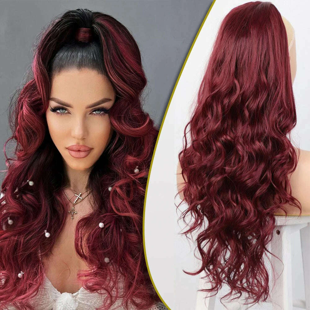 KIMLUD, AISI BEAUTY Synthetic Ponytail Extensions for Women Long Wavy Fluffy Synthetic Ponytail Hairpiece Natural Soft Daily Use, KIMLUD Womens Clothes