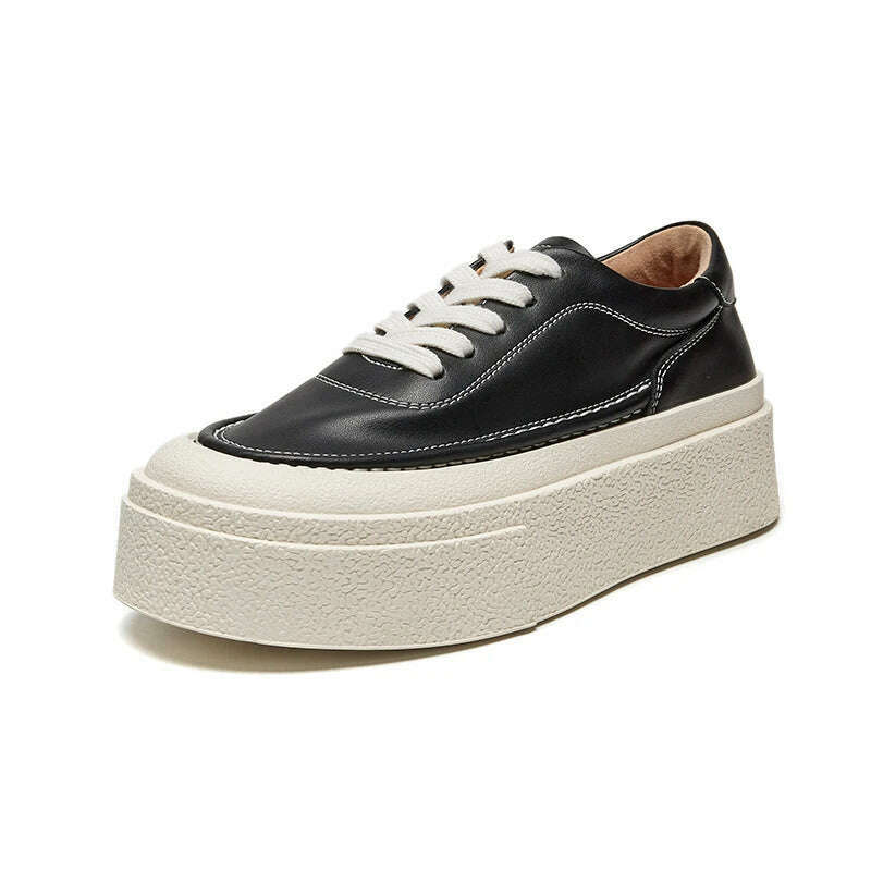 AIYUQI Women's Sneakers Genuine Leather 2024 Spring New Casual Lace-up Women's Sneakers Shoes Platform Board Shoes Women - KIMLUD