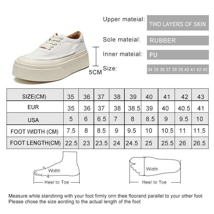 AIYUQI Women's Sneakers Genuine Leather 2024 Spring New Casual Lace-up Women's Sneakers Shoes Platform Board Shoes Women - KIMLUD