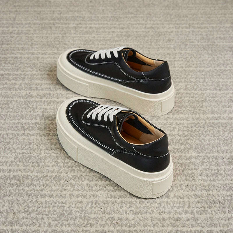 AIYUQI Women's Sneakers Genuine Leather 2024 Spring New Casual Lace-up Women's Sneakers Shoes Platform Board Shoes Women - KIMLUD