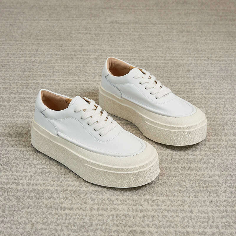 AIYUQI Women's Sneakers Genuine Leather 2024 Spring New Casual Lace-up Women's Sneakers Shoes Platform Board Shoes Women - KIMLUD