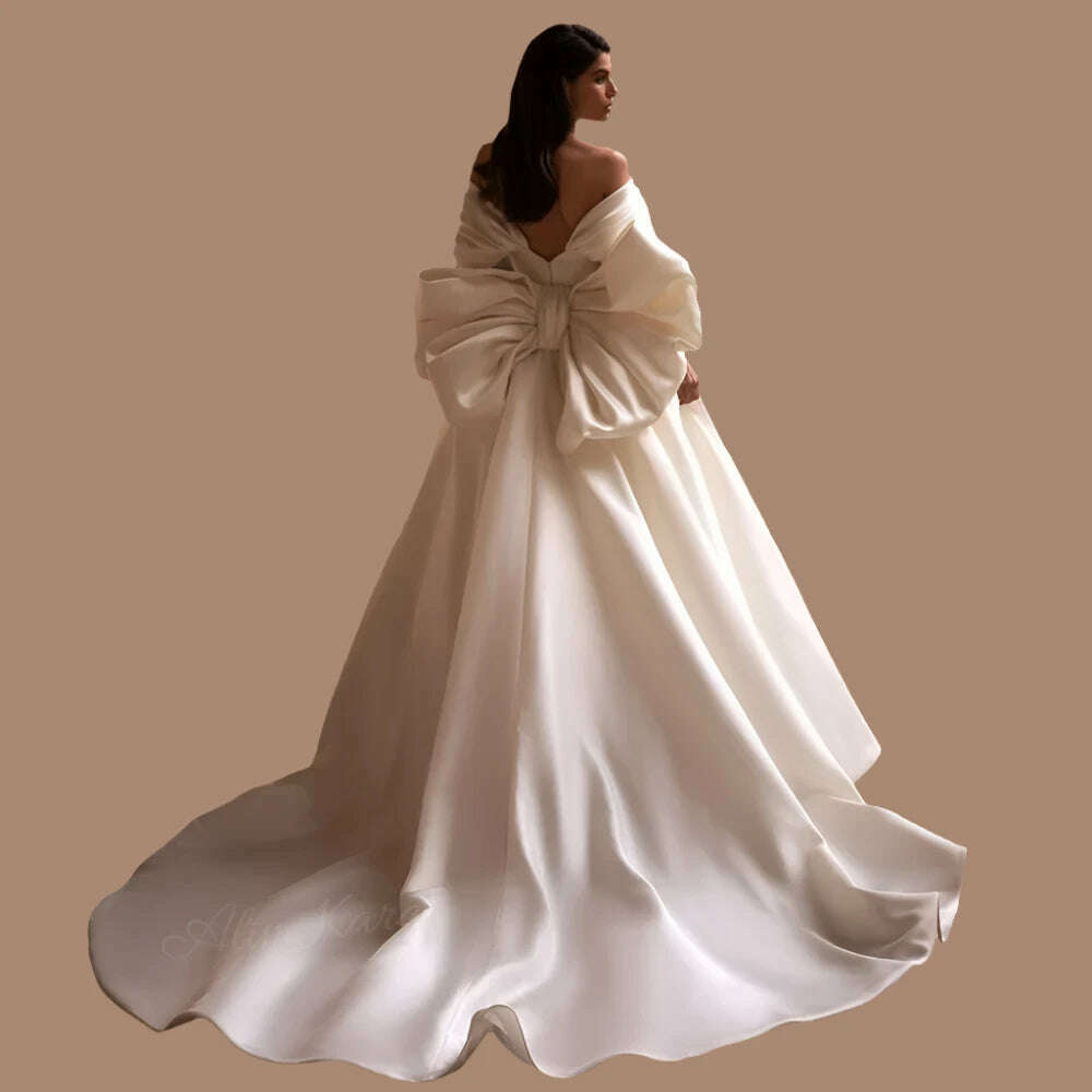 Alim Kara Off Shoulder Wedding Dress 2024 Bow Satin Sweetheart A-Line Alim Kara Off Shoulder Wedding Dress 2024 Bow Satin Sweetheart A-Line