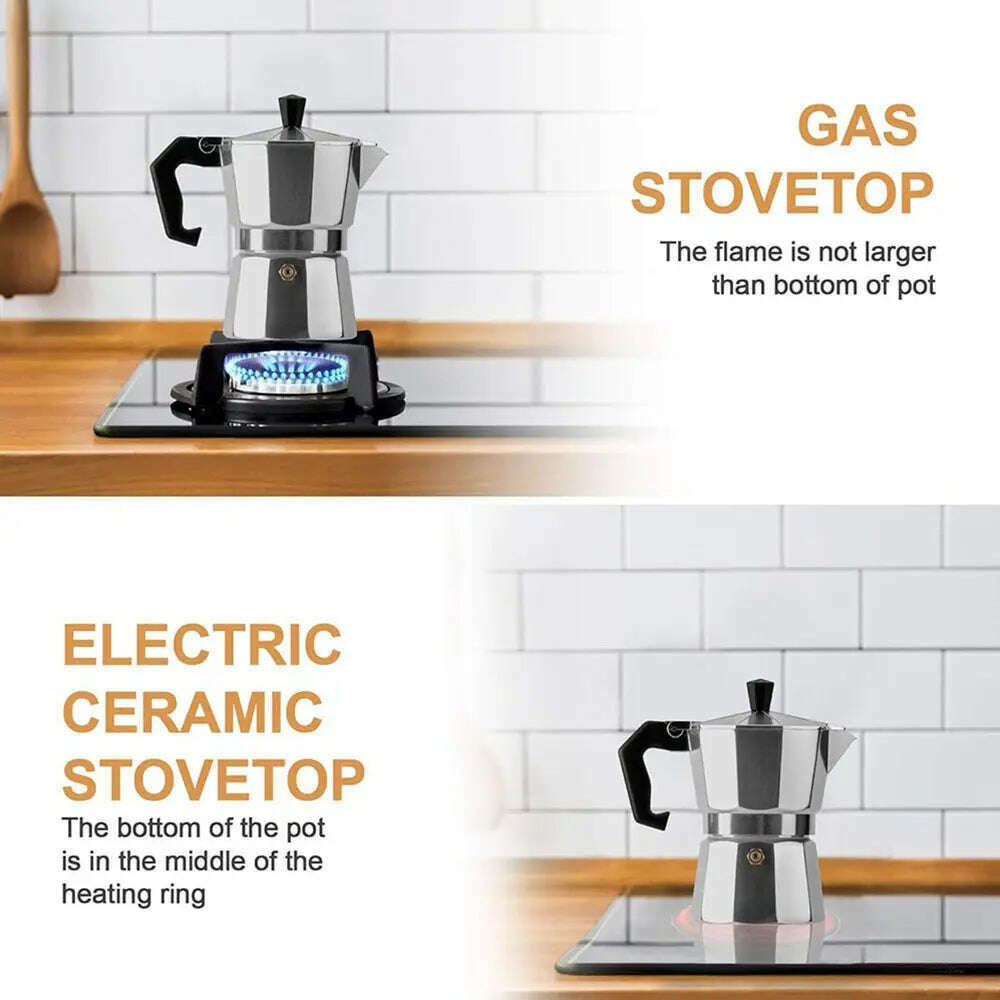 Aluminum Coffee Kettle Household Italian Octagonal Moka Coffee Tea Pot Office Home Travel Outdoor Camping Tableware Equipment - KIMLUD