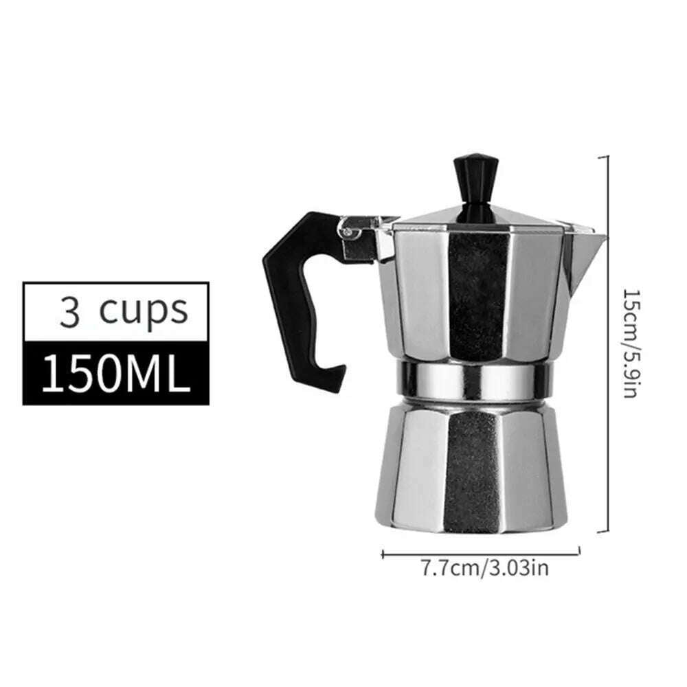 Aluminum Coffee Kettle Household Italian Octagonal Moka Coffee Tea Pot Office Home Travel Outdoor Camping Tableware Equipment - KIMLUD