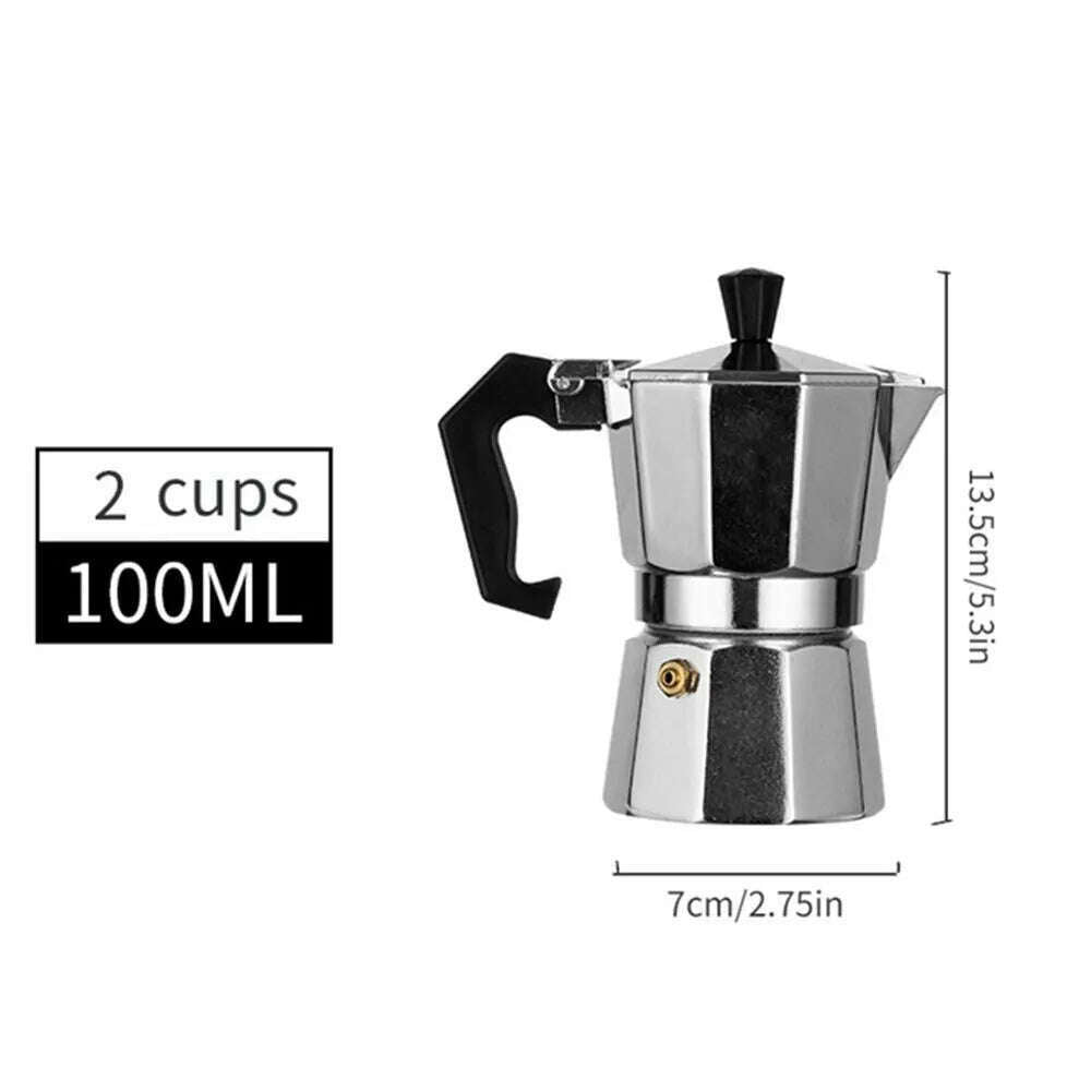Aluminum Coffee Kettle Household Italian Octagonal Moka Coffee Tea Pot Office Home Travel Outdoor Camping Tableware Equipment - KIMLUD