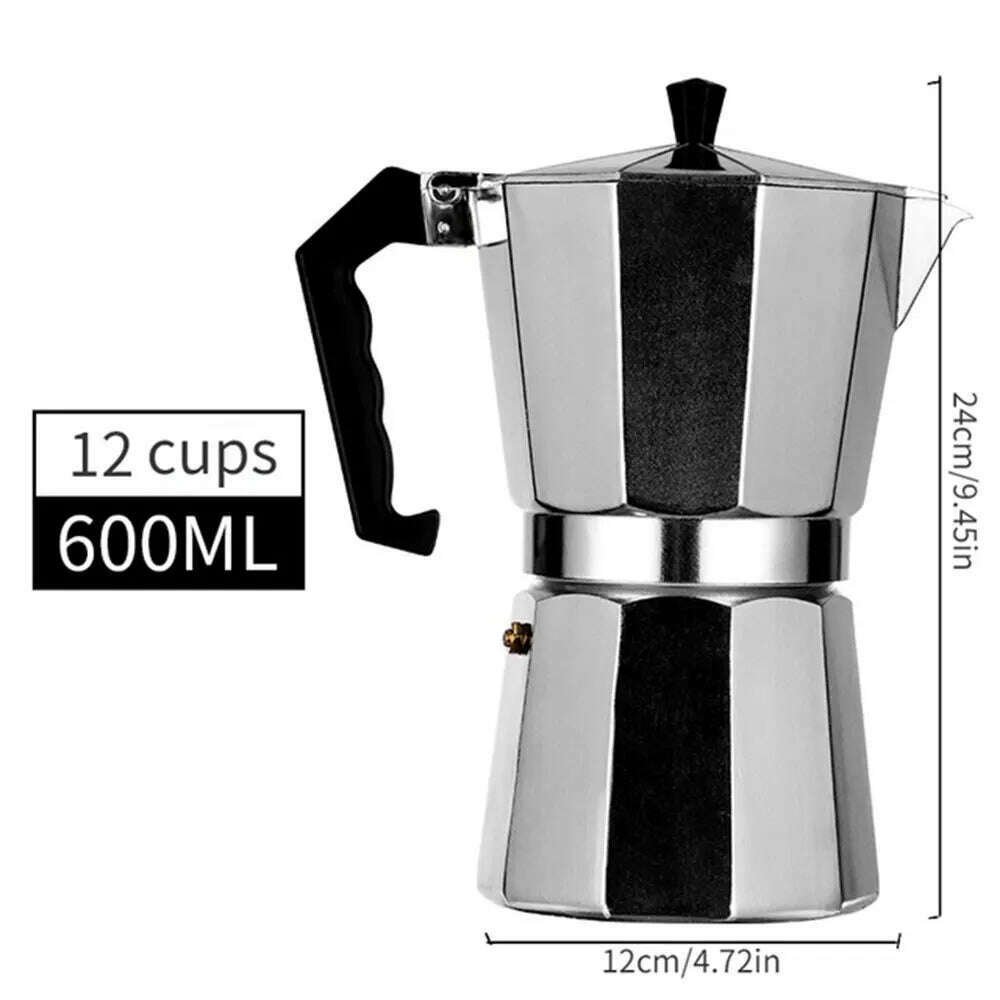 Aluminum Coffee Kettle Household Italian Octagonal Moka Coffee Tea Pot Office Home Travel Outdoor Camping Tableware Equipment - KIMLUD