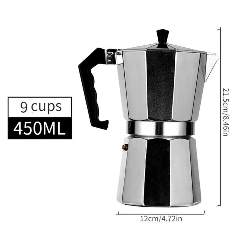 Aluminum Coffee Kettle Household Italian Octagonal Moka Coffee Tea Pot Office Home Travel Outdoor Camping Tableware Equipment - KIMLUD